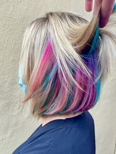 Blonde Hair With Red Tips, Red Hair Tips, Pastel Rainbow Hair, Red Tips, Mermaid Hair Color, Hair Colouring, Hair Creations, Hair Coloring, Mermaid Hair