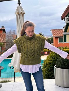 Women's Knit Green Tank Top, Green Wool Vast, Sleeveless Jumper Sweater, Women's Loose Knit Cardigan, Autumn Winter Warm Vest, Casual Vest Hand-knitted green tank top, vest, sleeveless sweater of warm autumnal and winter season. This cosy sweater is perfect for wearing on a wintery walk. This colourful sweater is very comfortable and warm, suitable for giving exquisite gifts to family and friends. Material: Acrylic & Yarn Wool Hand-knitted 100% Handmade Measurements:  - Length: 55CM/ 21.6 Inch - Shoulder Length: 20CM/ 7.8 Inch - Chest: 50CM/ 19.6 Inch - Width: 45CM/ 17.7 Inch Washing Instruction: -Gentle wash at 30 degrees (max) or handwashing - Do not tumble dry/iron/bleach Model Size: - M and 38 in EU letter size/6 in US letter Size/5 in UK letter size  - Height is 172 CM/67.71 Inch Ship Knitted Sleeveless Vest For Fall, Sleeveless Knitted Vest For Fall, Green Casual Vest For Fall, Casual Green Vest For Fall, Winter Knit Sleeveless Sweater Vest, Casual Knitted Vest For Fall, Winter Sleeveless Knit Sweater Vest, Knit Sleeveless Sweater Vest For Winter, Cozy Knit Sleeveless Sweater Vest