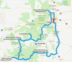 a map showing the route to grand canyon national park