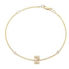 Birmingham Jewelry - 14K Gold Initial Z Bracelet With Diamonds - Birmingham Jewelry Initial Bracelet Gold, Bracelet With Diamonds, Bracelet Initial, Bangle Ring, Letter Bracelet, Gold Letter, Gold Bracelet For Women, Bezel Set Diamond, Initial Bracelet