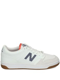 white/multicolour logo patch to the side branded heel counter logo-print tongue front lace-up fastening round toe branded insole flat rubber sole New Balance 480, Synthetic Rubber, Sneakers White, Mens Shoes Sneakers, Logo Print, Patch Logo, New Balance, Lace Front, Rubber Sole