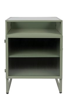 Green Metal Cabinet | DF Herbe | Dutchfurniture.com Dutch Furniture, Tempered Glass Door, Interior Design Concepts, Metal Cabinet, Green Metal, The Cabinet, Entry Table, Glass Doors, Glass Door