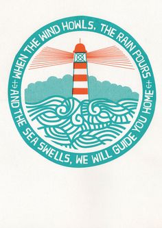 an image of a logo for the sea shells, we will guide you to the lighthouse