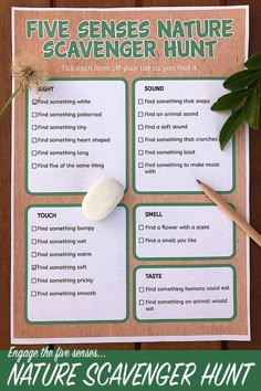 a printable nature scavenger hunt for kids to practice their science skills with