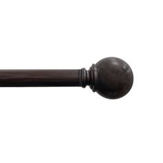 a close up view of the top of a wooden curtain rod on a white background