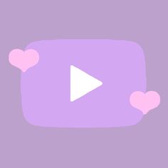 a pink and purple play button with hearts on the bottom right corner, in front of a light purple background