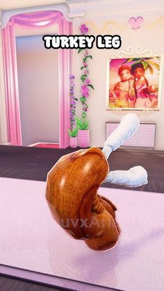 there is a large wooden object on the floor in this room with pink walls and carpet