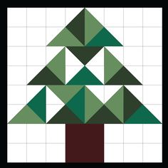 a green and brown tree is shown on a white background with squares in the shape of triangles