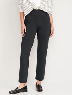 Extra High-Waisted Stevie Straight Taper Ankle Pants for Women | Old Navy Fancy Leggings, Black Ankle Pants, Casual Dress Pants, Fall Fits, High Rise Pants, Black Dresses Casual, Ankle Length Pants, Womens Dress Pants, Knit Pants