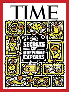 the front cover of time magazine with an image of art and words in yellow, red, and black