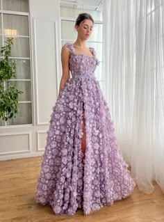 search:SS357 https://www.dreamyvow.com/products/dreamy-vow-chic-lilac-3d-embroidered-flowers-evening-dress-for-women-wedding-high-slit-long-formal-birthday-party-gowns-ss357?_pos=1&_psq=SS357&_ss=e&_v=1.0 #ElegantDress #Dubai #WeddingGuest #FashionGoals #DubaiStyle #EveningGown #couturedress #formaldress #wedding #guest #luxurywedding #summerwedding #couture #weddingdress #eveningdress #فساتين_زفاف #الامارات #فساتين_سهره #düğün #nişanelbisesi #bridalcouture #dreamweddingdress #bridetobe #brid... Princess Gown, Lavender Dresses, Evening Dress Fashion, فست�ان سهرة, Dress Picture, Gorgeous Gowns, Formal Party, Party Gowns