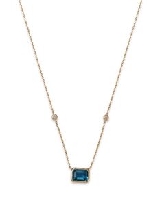 Bloomingdale's Fine Collection London Blue Topaz & Diamond Pendant Necklace in 14K Yellow Gold, 18 - Exclusive Blue Topaz Necklace, Exclusive Jewelry, Diamond Pendant Necklace, London Blue Topaz, London Blue, Diamond Pendant, Blue Topaz, Topaz, Jewelry Accessories