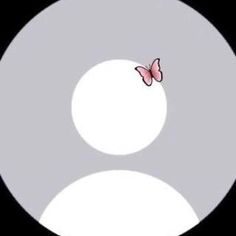 a white circle with a pink butterfly on it