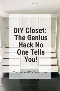 We convert our basic closet with 100% functional closet built ins! And not just any design, but a genius built in wardrobe dresser & more! Closet Systems With Drawers, Diy Custom Closet Small Spaces, Drawers In Closet Diy, Diy Closet Drawers, Drawers In Closet, Diy Storage Closet, Built In Closet Ideas, Diy Built In Closet, Closet With Drawers