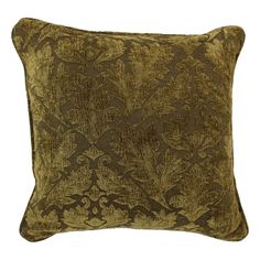 a brown and gold decorative pillow on a white background