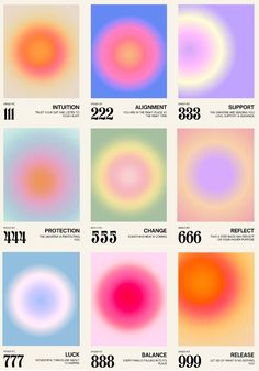 an image of different colors and numbers in the same color scheme, each with their own text