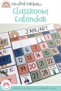 a calendar with the words classroom calendar on it