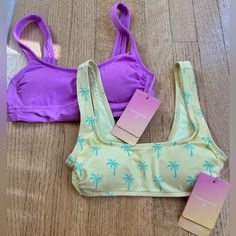 New With Tags Both Size Xs, Normally 20$ Each, Message Me If You Would Like To Buy Individually Cute Bathing Suits, Swimwear Tops, Womens Swim, Bathing Suits, Cute Outfits, Yellow, Purple, Women Shopping, Color