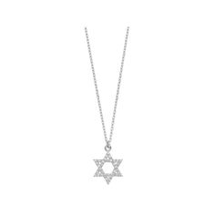 This cubic zirconia Star of David pendant is a lovely way to showcase your faith. This cubic zirconia Star of David pendant is a lovely way to showcase your faith.Click on this JEWELRY & WATCHES GUIDE to learn about fit, styles, materials and more! Pendant size: 3/4"L x 1/2"W Chain length: 18 in. Chain type: cable Clasp: spring-ring Metal: sterling silver Finish: polished Packaging: boxed Additional details: CZ accents Please note, due to the high value of this item, a signature may be required Silver Star Of David Necklace Tarnish Resistant, Silver Star Of David Necklace With Adjustable Chain, Silver Star Of David Necklace For Gift, Silver Star Of David Necklace With Gemstone, Nickel-free Sterling Silver Star Of David Necklace, Star Of David Necklace, Star Of David Pendant, Star Of David, Ring Metal