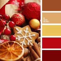 the color scheme is red, brown and white with christmas decorations on it's side