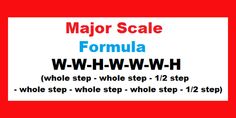 a red and white sign that says major scale formula