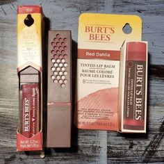 1. Burt's Bees 100% Natural Moisturizing Liquid Lipstick, Rushing Rose 1. Burt's Bees, Tinted Lip Balm Red Dahlia, 0.15 Ounce 1. Burt's Bees 100% Natural Moisturizing Lipstick Lily Lake All Are Brand New In Retail Packaging Burts Bees Make Up, Burt's Bees Lip Shine, Burts Bees Lipstick, Burts Bees Makeup, Bee Makeup, Youtuber Dr, Burts Bees Lip, Red Dahlia, Liquid Lipstick Set