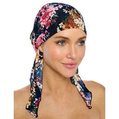 Fashionable, beautiful and comfortable Pre-tied Fittted Bandana from Ashford & Brooks, No tying skills required- just slip it on and go. Unique printed design to fit your style, elastic back with inner black lining for secure fit. These headscarves are ideal for alopecia and chemotherapy cancer patients because they are easy to use, soft and provide full head coverage. Size: One Size.  Color: Blue.  Gender: female.  Age Group: adult. Chemo Head Scarf, Sleep Hairstyles, Hair Cover, Designer Scarves, Scarf Tying, Lightweight Scarf, Pink Outfits, Navy Pink, Printed Design