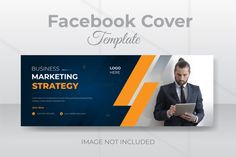 a facebook cover with a man holding a tablet