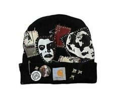 Folk Punk Fashion, Grunge Crafts, Punk Beanie, Punk Hat, Nana Anime, Patch Pants