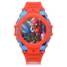 Marvel Spider-Man Flashing LCD Watch with Molded Straps - SPD4625WM. Watches dont just tell time anymore  they tell stories. Designed to adapt to your daily life, style and needs. Stand out from the crowd and express yourself with a timepiece that will not break the bank. LCD digital readout. Adjustable band for ease of fit. This is the LCD Watch with Buckle Clasp in Red for the true Spiderman fan. Size: one size.  Gender: male.  Age Group: adult. Batman Kids, Boys Watches, Childrens Watches, Paw Patrol Nickelodeon, Minimalist Watch, Batman Vs Superman, Storm Trooper, Mens Fashion Watches, Kids Watches