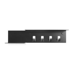 a black metal shelf with four lights on it's sides and one light in the middle