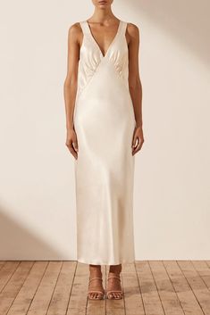 La Lune Plunged Midi Dress | Cream | Dresses | Shona Joy – Shona Joy International White Silk Reception Dress, Upstate Wedding, Cream Dresses, Shona Joy Dress, Pinterest Predicts, Plunge Midi Dress, Kauai Wedding, Shona Joy, Photoshoot Dress