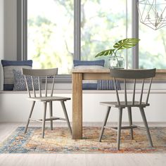 two chairs sitting at a table in front of a window