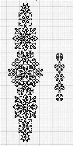 a cross stitch pattern with black and white designs