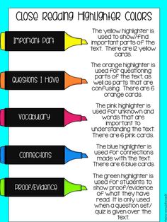 three crayons with the words close reading highlight colors