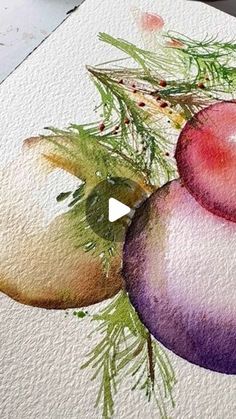 an image of some fruit on a piece of paper with watercolor pencils in it