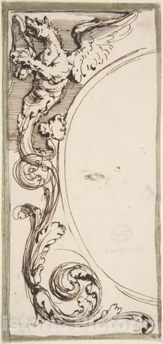 an image of a drawing on paper with waves in the sky and clouds above it