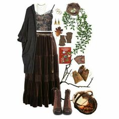 #fallfashion #autumnstyle #cozyoutfits #sweaterweather #fallvibes #ootd #fallwardrobe #fallinspiration #falllooks #fallfashiontrends Bohemian Witch Aesthetic, Boho Witch Outfits, Swagy Fits, Earthy Goth, Marceline Fashion, Witchcore Fashion, Modern Witch Outfit, Earthy Grunge, Witchy Outfits