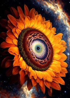 an image of a sunflower in the middle of space