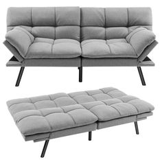 two different types of sofas with cushions