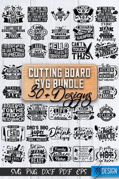 cutting board svg bundle with 30 designs