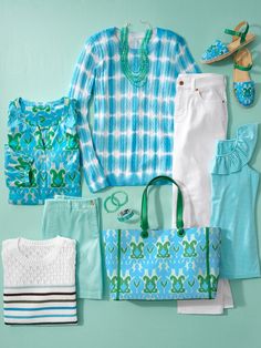 Cool blues and sea glass green come together in our new ikat print. Mix, match and wear on repeat! Shop Talbots NEW summer arrivals now! Turquoise Outfit, Coastal Outfits, Blue Wardrobe, Talbots Summer, Turquoise Clothes, Sea Glass Green, Capsule Wardrobe Casual, Summer Office Outfits