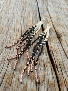 Beaded Earrings Tutorials, Tassel Drop Earrings, Earrings Beaded, Earring Tutorial, Earrings Long, Seed Bead Earrings, Fringe Earrings, Bead Earrings, Earrings Dangle