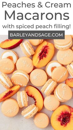 peaches and cream macarons with spiced beach filling are the perfect dessert