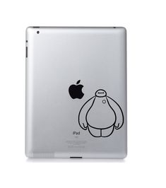 an apple ipad with a sticker on it's back cover and the image of a