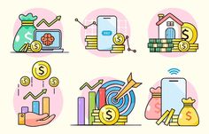 the icons for different types of money