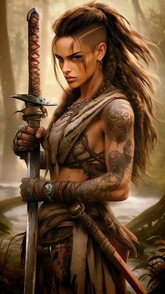 Barbarian Woman, Female Samurai, Luis Royo, Female Fighter, Female Character Inspiration, Dungeons And Dragons Characters, Viking Warrior