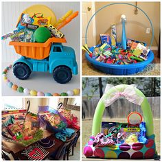 several pictures of toys and crafts in various stages of being used to decorate the house