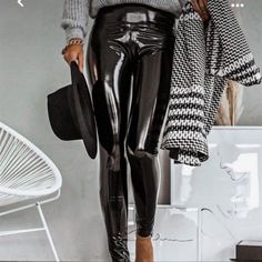 Brand New Vinyl Trousers, Pvc Leggings, Leather Leggings Outfit, Vinyl Leggings, Leather Pants Outfit, Vinyl Clothing, Shiny Pants, Latex Leggings, Shiny Leggings