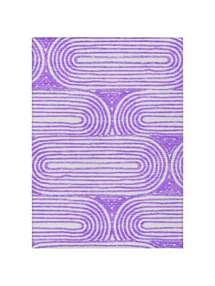 a purple and white rug with wavy lines